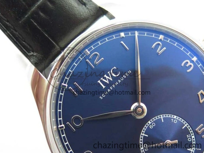 MIROTIME 0519 TimelessDesign Portuguese IW358304 ZF 1:1 Best Edition SS Blue Dial on Leather Strap A 7078